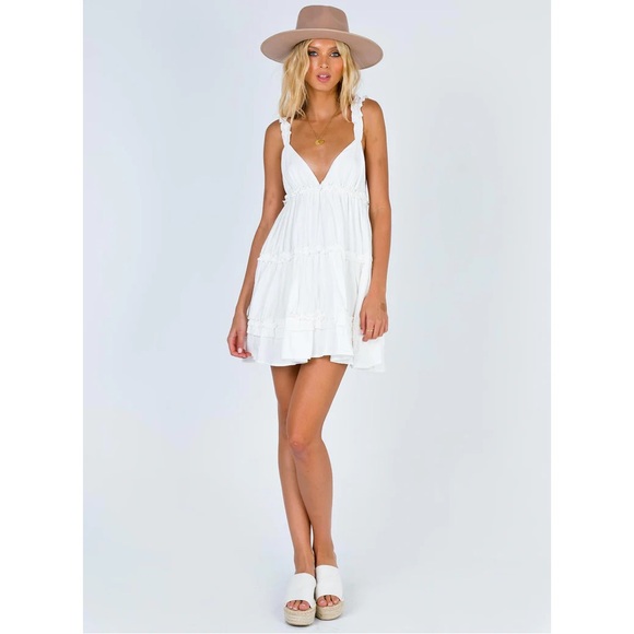 Princess Polly Romeo Tiered Ruffle Mini Dress in White - Picture 5 of 14
